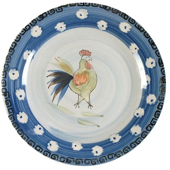 Royal Norfolk 10 3/4" Dinner Plate Rooster Center Blue & White Porcelain Ceramic - Picture 1 of 4